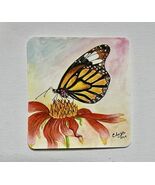 Original Hand painted Miniature watercolor painting of a Butterfly On A ... - $35.64