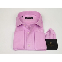 Men's Shirt FAMOZO Turkey 100% Cotton Cut-away Collar French Cuffs FA1 Pink image 3