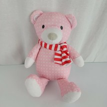 Manhattan Toy Pattern Plush Sugar Plum Bear 12&quot; Pink Xmas Scarf Stuffed ... - £31.15 GBP