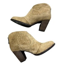 UGG Charlotte Moon Calf Hair Leather Zip Back Heeled Ankle Boots Tan Size 6 - £67.04 GBP