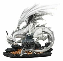 Large 20"L White Cloud Dragon Guardian Of Treasure Mine Statue With Secr... - $215.99