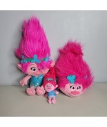 Trolls Plush Lot Poppy Pink Stuffed Toy Doll Plush 18&quot; 12&quot; and 6&quot; - £12.05 GBP