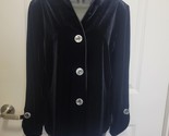 Harve Bernard Women&#39;s Button Medium Jacket Long Black Velvet Velour Vint... - $19.79