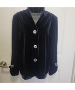 Harve Bernard Women&#39;s Button Medium Jacket Long Black Velvet Velour Vint... - $26.94 CAD