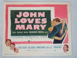 John Loves Mary Lobby Title Card Patricia Neal Ronald Reagan #1 1949 - £77.84 GBP