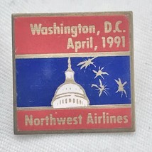 Washington DC April 1991 Northwest Airlines Pin Vintage 90s Capital Building - £7.81 GBP