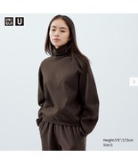 Uniqlo U Brushed Jersey Turtleneck Long-Sleeve T-Shirt Dark Brown XXS  - £39.01 GBP