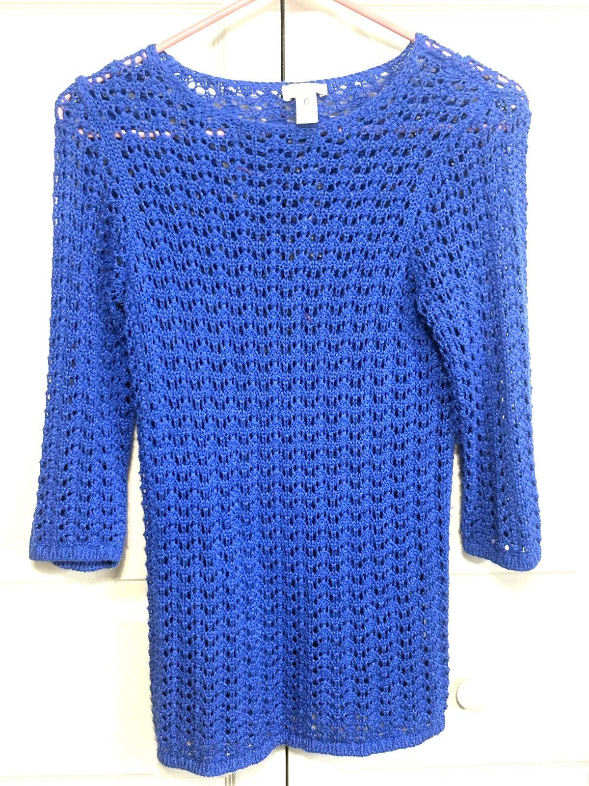 Chico&#39;s Purple Blue Knit Size 0 Womens Long Sleeve Sheer Sweater - $9.90