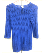 Chico&#39;s Purple Blue Knit Size 0 Womens Long Sleeve Sheer Sweater - $185.34 MXN
