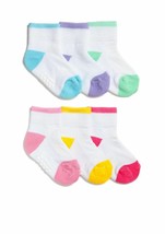 Baby Girls Toddler Non-Skid Gripper Cushion Colorful Sport Quarter Ankle 6 PK - £8.22 GBP