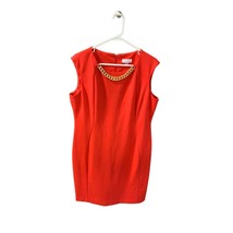 Calvin Klein Womens Size 16 Red Sleeveless Scuba Dress Chain Collar Deta... - $33.65