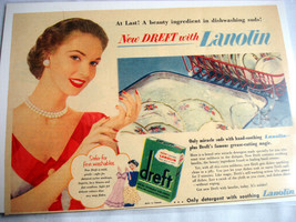 1953 Color Ad New Dreft Dishwashing Detergent With Lanolin - $7.99