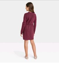 Girls Medium 7/8 Burgundy Crochet Sweater Dress Cat & Jack image 2