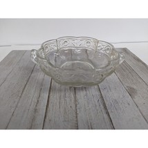 Jeannette AZTEC ROSE #3125 Scallop Handled Bowl Clear Glass 1960 6 1/2&quot; - £11.89 GBP