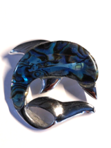 Silver Tone Jumping Dolphin Blue Abalone Sea Life Brooch Porpoise Nautical Pin - £19.56 GBP