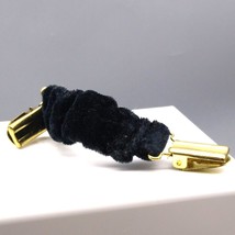 Vintage Fabric Covered Cinch Clip, Elasticized Black Velvet with Gold To... - £25.11 GBP