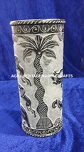 Black Marble Stone Flower Vase Hand Carved Design Home Interior Gift Dec... - $123.73+