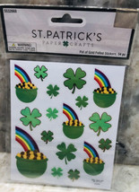 St. Patrick&#39;s pot of gold foiled stickers-34 in package-new - $11.76
