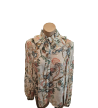 CHLOE Sheer White and Multicolor Floral Lurex Embroidered Silk Blouse - 38 - $445.00