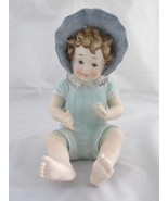 Conta Boehme Styled Bisque Porcelain Girl Wearing Blue Bonnet Piano Baby - €17,37 EUR