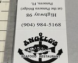 Vintage Matchbook Cover  Angela’s Seafood Restaurant  Panacea FL. gmg  U... - £9.71 GBP