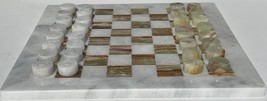 Handmade White and Green Onyx Marble Tournament Checker Set – 12 Inches - £61.24 GBP