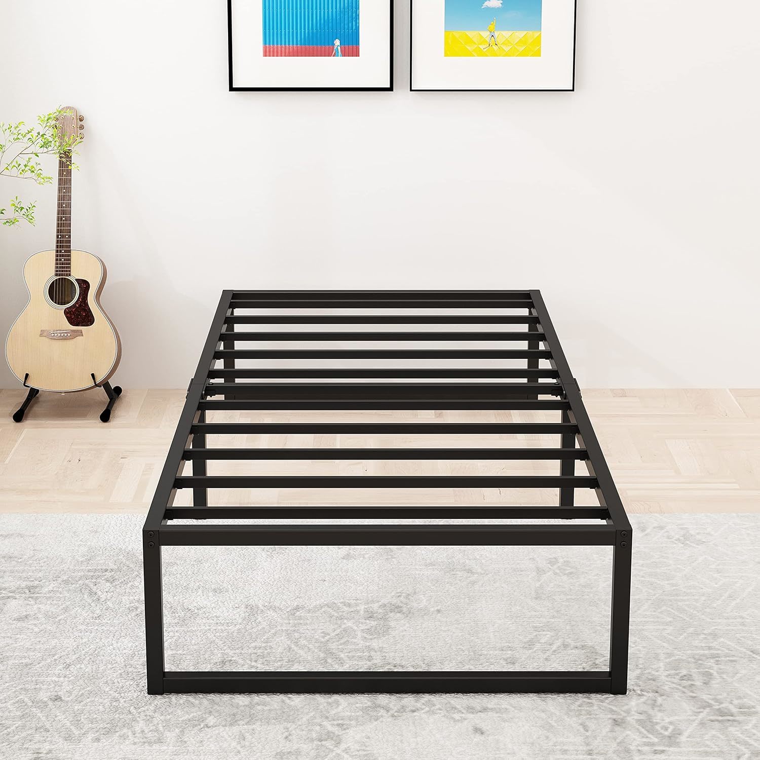 14 Inch Twin Bed Frames Heavy Duty Metal Twin Size Platform Bed Frame No... - $71.98