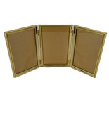 Vintage Tri Fold Gold Tone Brass photo frame 5x7 Portrait 3 Picture Triple - $16.81