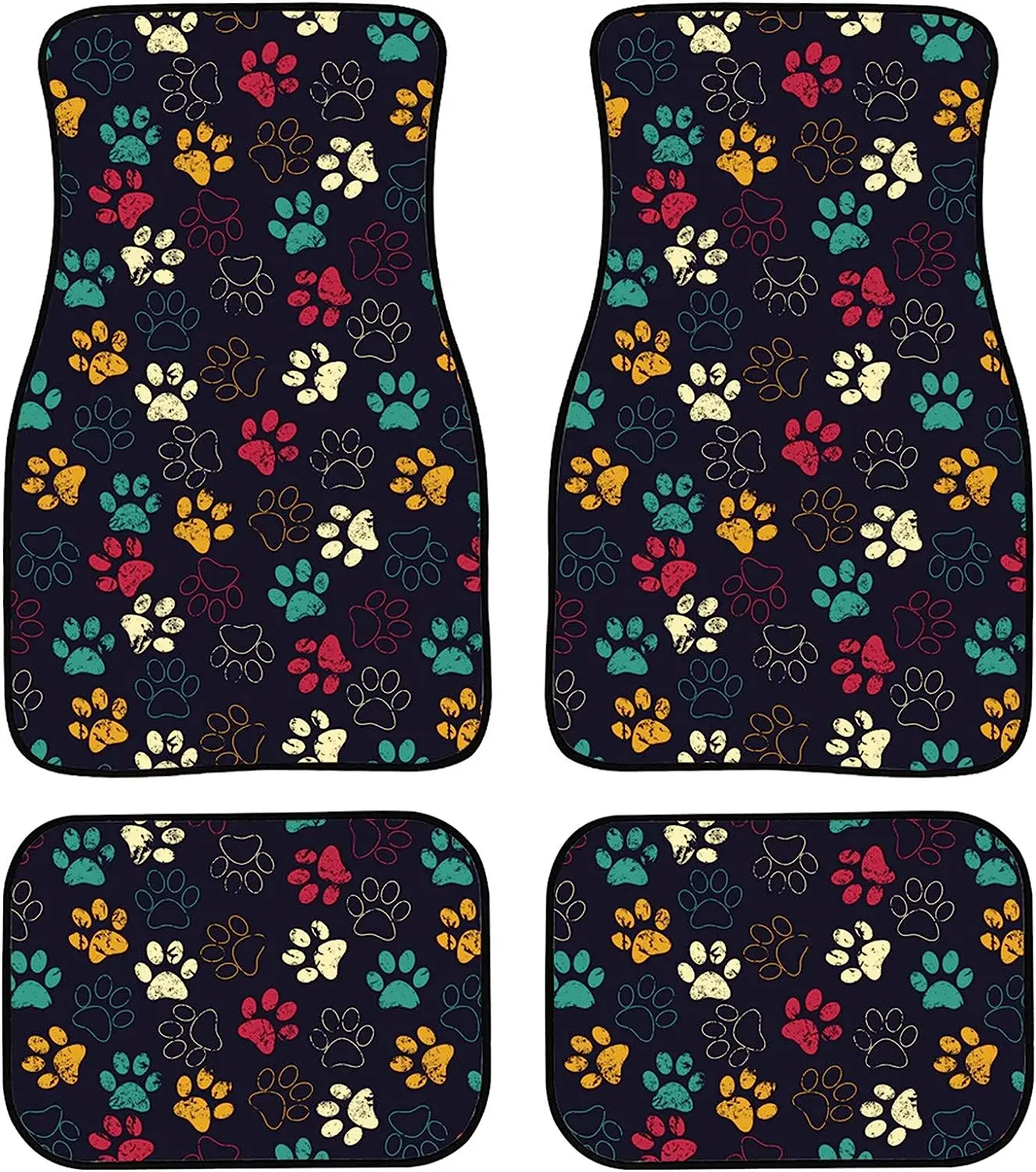 Floor Mats for Cars Colorful Cat Dog Paw Print Cute Custom Front and Rear Floor - £34.71 GBP