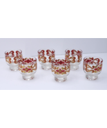 Culver Starlyte Set of 6 MCM Bar Footed Rocks Glasses Red &amp; 22k Gold - $124.99