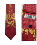 Vintage 90s Gianni Versace Italy Medusa Motif Red & Yellow Silk Tie  - $183.15