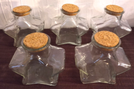 Star Shaped Glass Jars Cork Lid Glass Wish Bottle Treats Bath Salts Lot of 5 NEW - £26.21 GBP