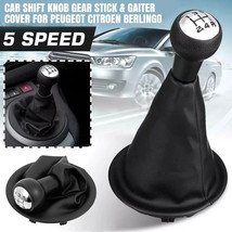 5 Speed Car Shift Knob Gear Stick &amp; Gaiter Cover For Peugeot Citroen Ber... - $346.60 MXN