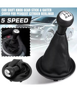 5 Speed Car Shift Knob Gear Stick &amp; Gaiter Cover For Peugeot Citroen Ber... - $348.82 MXN