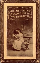 1911 Postcard - Romance -All I Ask Is Just A Kiss Faux Wood Frame Sepia Embossed - £9.32 GBP