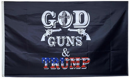 God Guns &amp; Trump Flag 2nd Amendment TRUMP 3X5FT Banner 100D MAGA 2024 - £11.78 GBP