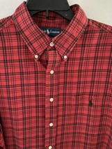 Ralph Lauren Shirt Mens XL Red Black Plaid Button Up Classic Fit Long Sl... - $22.65