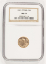 2005 1/10 Oz. G $5 Oro American Eagle Selezionato Da NGC Come MS-69 - £247.13 GBP