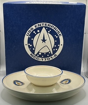Pfaltzgraff Star Trek USS Enterprise NCC-1701-A Chip & Dip Plate & Bowl w/Box - £76.20 GBP