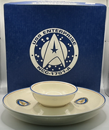 Pfaltzgraff Star Trek USS Enterprise NCC-1701-A Chip &amp; Dip Plate &amp; Bowl ... - £76.13 GBP