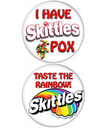 SET OF 2 SKITTLES POX COUPLES BUTTONS 3" SAFETY PIN HALLOWEEN COSTUME COSPLAY - $12.24