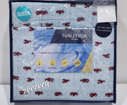 Nautica Coastal Beach Red Crab Blue QUEEN Sheet Set 6PC - £40.71 GBP