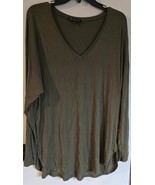 Womens XL INC International Concepts Brown V-Neck Long Sleeve T-Shirt Tunic - $25.80 CAD