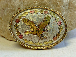 Oval Eagle Floral Belt Buckle Clothing Lady Accessory Jewelry USA Etched... - £23.86 GBP
