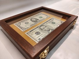Wood and Glass Display Box for Old Antique Banknotes Postcards...-
show ... - $44.53