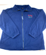United States Olympic Fleece Jacket Team USA Full Zip Up Blue Size Large - $21.34