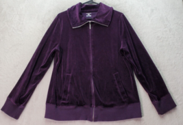 Jones New York Sport Jacket Womens XL Purple Velour Long Sleeve Pockets Full Zip - £17.65 GBP
