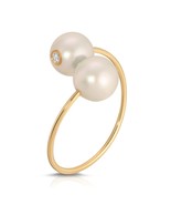 14K SOLID GOLD RING WITH NATURAL BEZEL SET DIAMONDS & PEARLS - €505,37 EUR 14K SOLID GOLD RING WITH NATURAL BEZEL SET DIAMONDS & PEARLS - €505,37 EUR