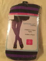 Size M 7 10 Wonderland Costumes tights striped purple black stockings - $10.99