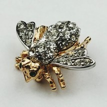 Vintage Signed JOAN RIVERS White Pave Rhinestone Bee Pin Brooch Gold Tone  - $28.05